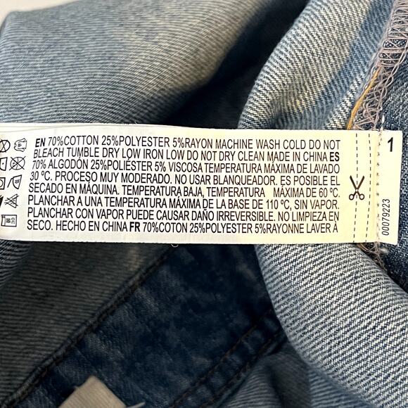 Life In Progress Distressed Ripped Denim Jean Short Overalls Small Shortalls - Picture 8 of 10